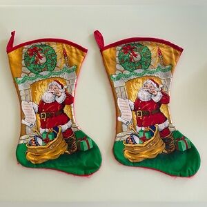Festive Santa Christmas Stockings - Red, Gold, Green